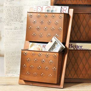 Ballard Designs Copper Finish 2 pocket wall organizer.